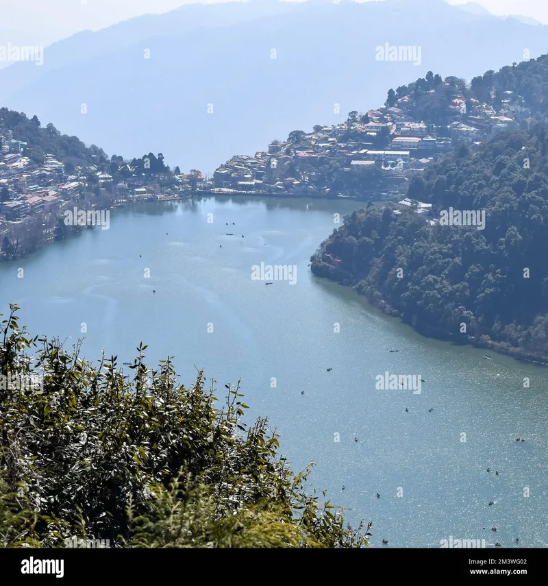 Image Nainital - Naini Lake image beautiful - Full view of Naini Lake during evening time near Mall Road in ...