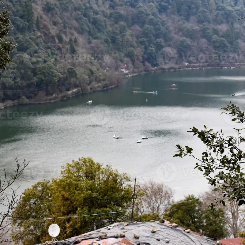 Image Nainital - Naini Lake image beautiful image beautiful - Full view of Naini Lake during evening time near Mall Road in ...