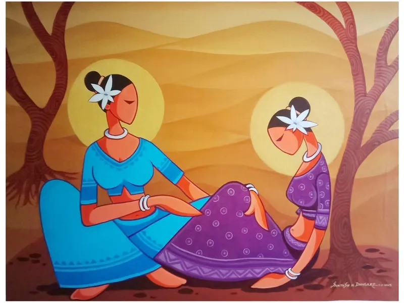 Image Narain image beautiful image beautiful image beautiful image beautiful image beautiful image beautiful image beautiful image beautiful image beautiful - Lady with Flowers Beauty | Acrylic on Canvas | By Santosh Narayan ...