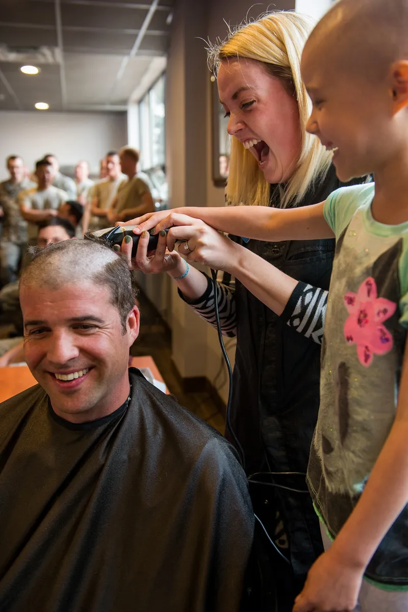 Image Nathan image beautiful image beautiful image beautiful image beautiful - Bald is beautiful: Airmen shave heads to support pilot's daughter ...