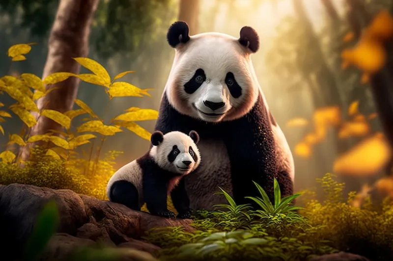 Image Panda image beautiful - Beautiful panda with a baby panda happy together in Chinese park ...