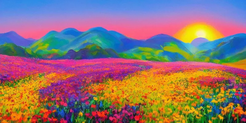 Image Peter image beautiful image beautiful image beautiful image beautiful image beautiful image beautiful - beautiful field of flowers, mountain sunrise, painted | Stable ...