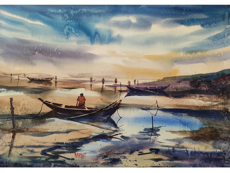 Image Prabhas image beautiful image beautiful - An Evening At Sea Side - Beautiful Landscape | Watercolor On ...