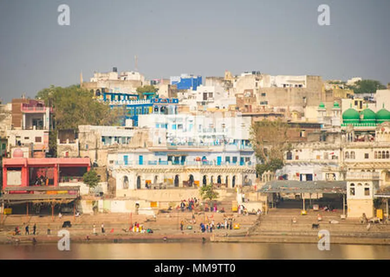 Image Pushkar - Sacred Lake image beautiful - Beautiful Pushkar skyline and sacred lake (Sagar). Rajasthan ...