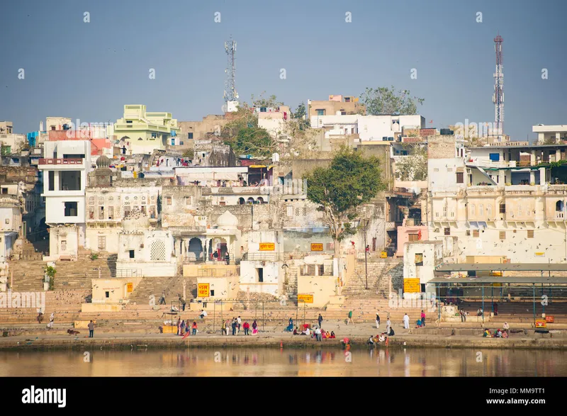 Image Pushkar - Sacred Lake image beautiful - Beautiful Pushkar skyline and sacred lake (Sagar). Rajasthan ...