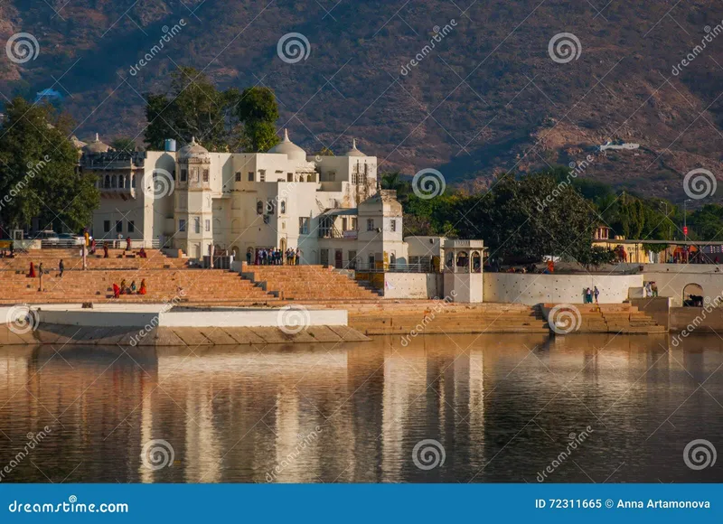 Image Pushkar - Sacred Lake image beautiful - Pushkar. India.Houses Reflected in the Water. a Beautiful Lake ...