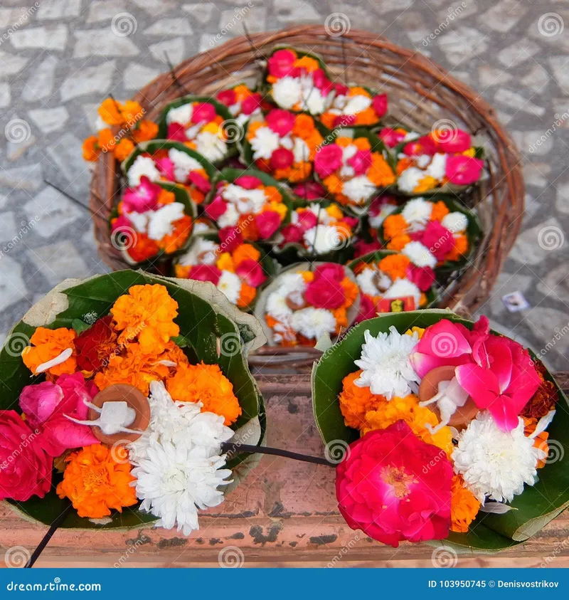 Image Rishikesh - Ganga Aarti image beautiful image beautiful - Flowers for Ganga Aarti Ceremony in Parmarth Niketan Ashram at ...