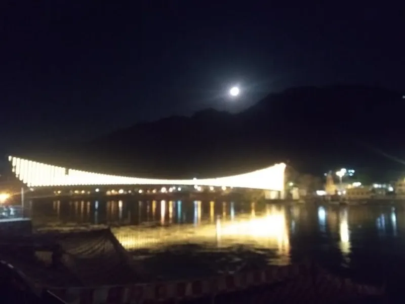 Image Rishikesh - Yoga Capital of the World image beautiful image beautiful image beautiful - Divine Ganga, golden laxman jhula, beautiful hill, moon and ...