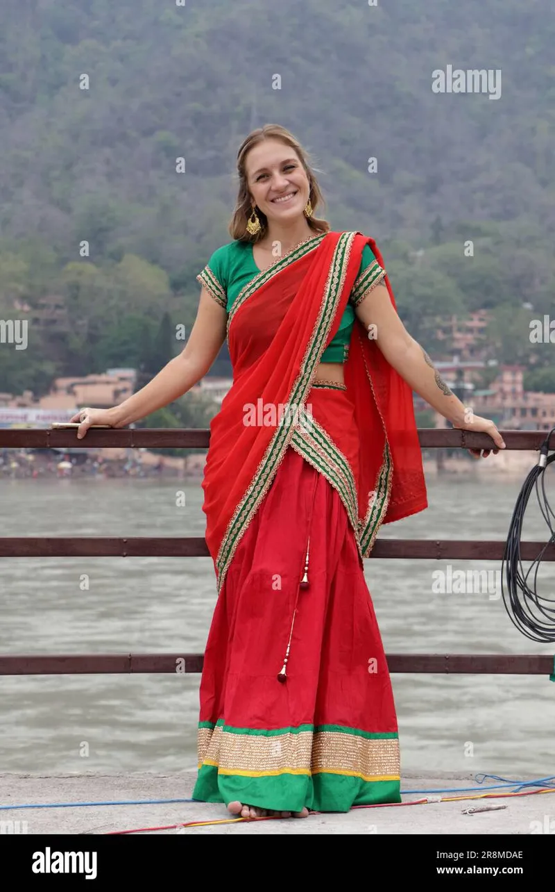 Image Rishikesh - Yoga Capital of the World image beautiful image beautiful image beautiful image beautiful - Foreign women showing off their beauty in traditional Indian ...