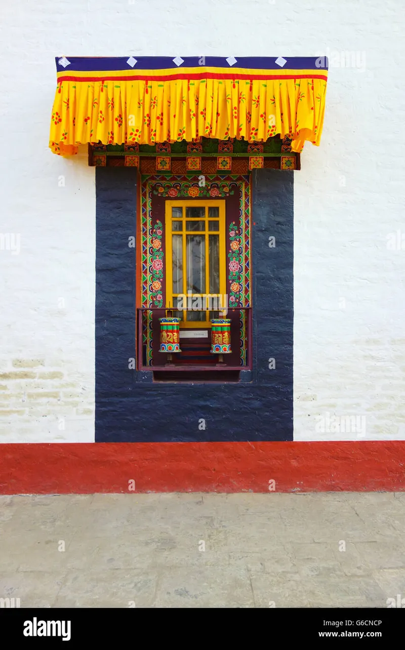 Image Sikkim - Land of Monasteries image beautiful image beautiful image beautiful - Beautiful colourful art decorations around two Tibetan prayer ...