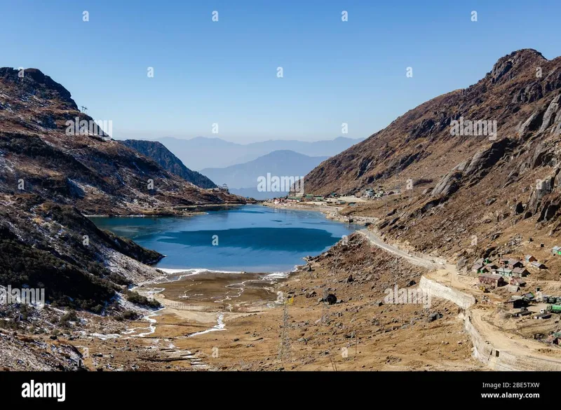 Image Sikkim - Tsomgo Lake image beautiful - Beautiful view of the Tsomgo Lake and the surrounding dry barren ...