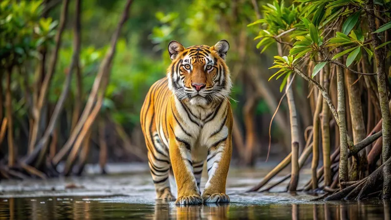 Image Sundarbans - Mangrove Forest image beautiful image beautiful image beautiful image beautiful image beautiful image beautiful image beautiful - A medium shot of a majestic tiger in the dense mangrove habitat of ...