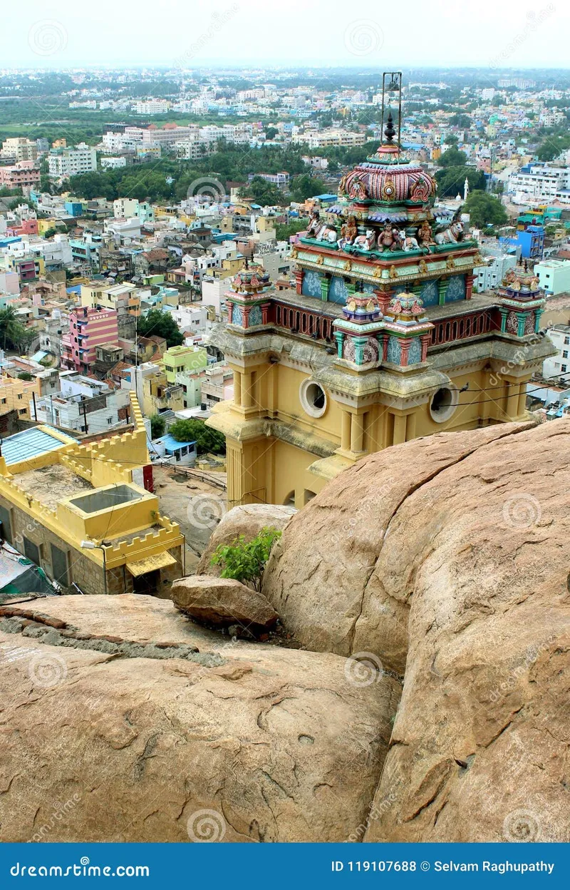 Image Trichy (Tiruchirappalli) - Rock Fort image beautiful - Beautiful View of the Tower Top with City Houses in the ...