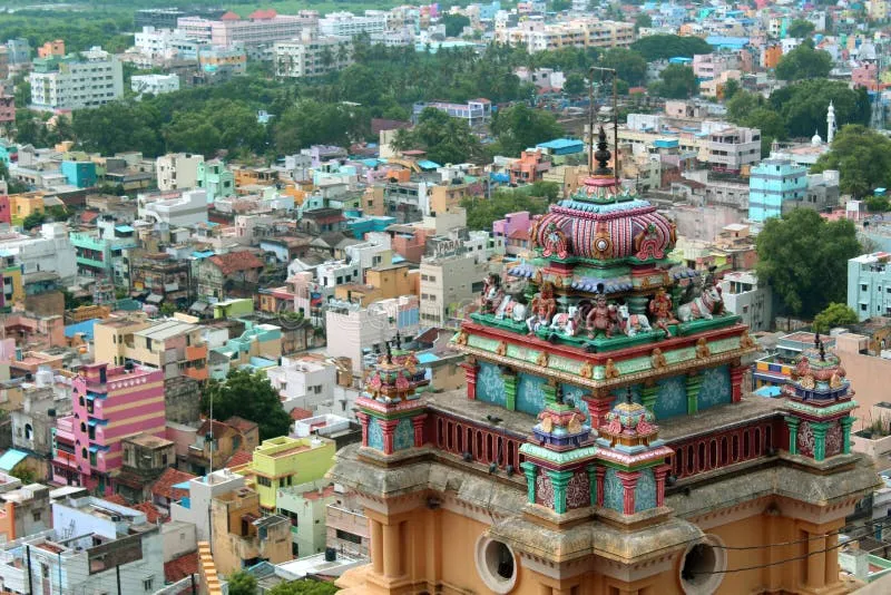 Image Trichy (Tiruchirappalli) - Rock Fort image beautiful image beautiful image beautiful - Beautiful View of the Tower Top with City Houses in the ...