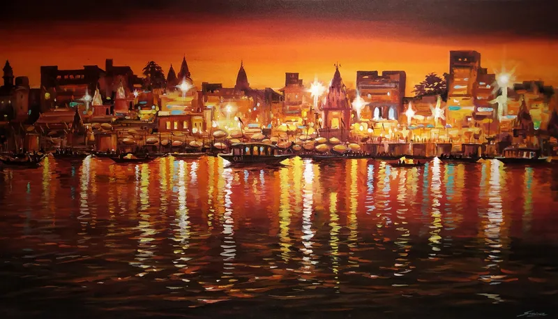 Image Varanasi - Ghats of the Ganges image beautiful - Beauty of Evening Ganges in Varanasi