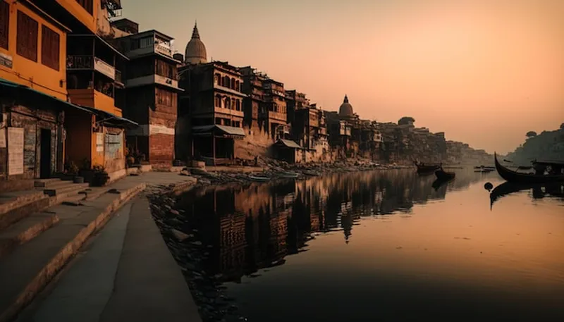 Image Varanasi - Ghats of the Ganges image beautiful image beautiful - Premium Photo | Digital art of a beautiful Ganges river India lake ...