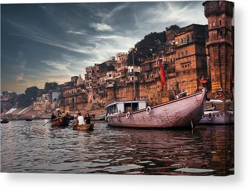 Image Varanasi - Ghats of the Ganges image beautiful image beautiful - Varanasi, India Dramatic sunset in a holy hindu place of worship ...